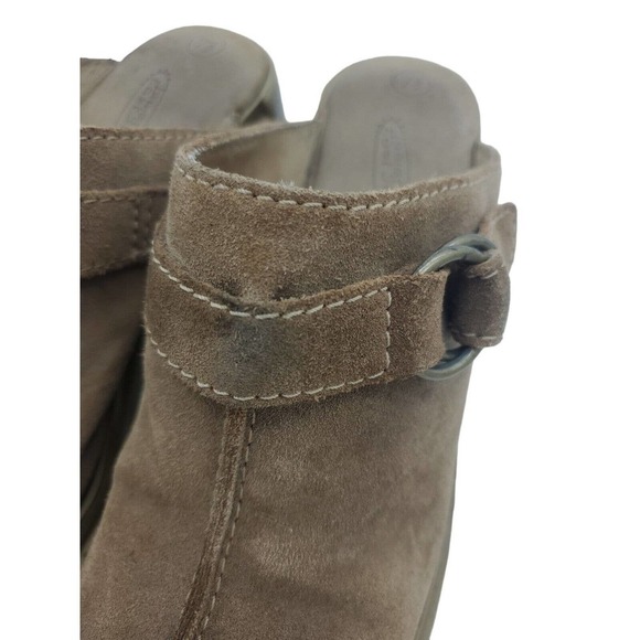 Vintage Y2K Lower East Side 7.5 Brown Suede Chunky Clog Mule Grunge Boho Leather - Picture 6 of 11